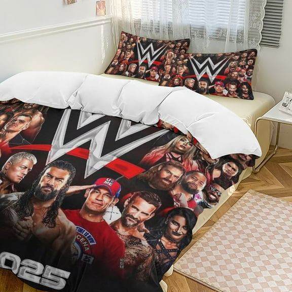 WWE Duvet Cover Set 3-Piece Bedding Set Soft Warm And Comfortable Soft Bed Set with 1 Duvet Cover And 2 Pillowcases for Bedroom All Season