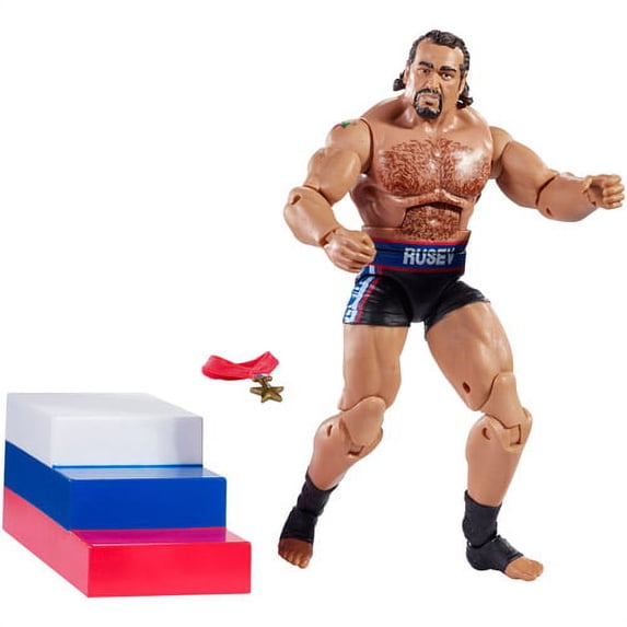 WWE Elite Collection Rusev Action Figure with Platform & Medal