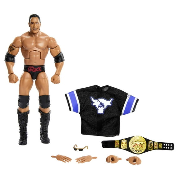 WWE Elite Collection The Rock Action Figure with Accessories, Posable Collectible (6-inch)