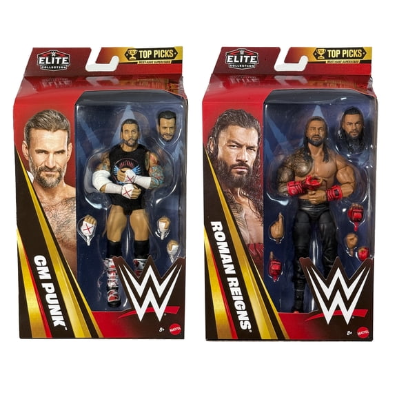 WWE Elite Top Picks 2026 (Wave 2) - Set of 2 (CM Punk & Roman Reigns) Mattel WWE Toy Wrestling Action Figure