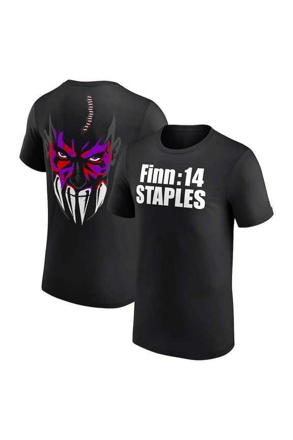 WWE Finn Bálor “14 Staples” T-Shirt – Demon Face Back Print – Judgment Day Graphic Tee