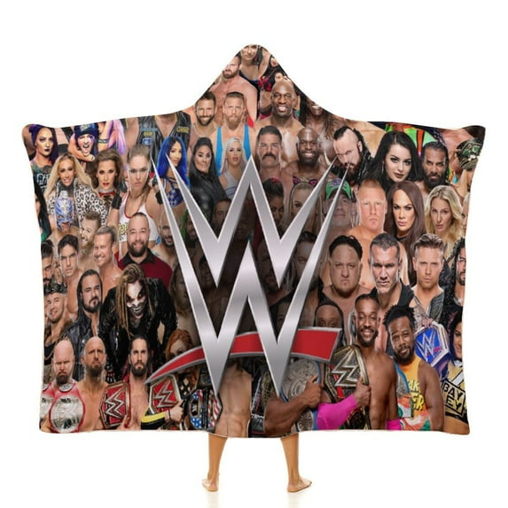 WWE Hooded Blanket Poncho, Wearable Hooded Blanket Cozy Soft Warm Plush Fleece Blanket for Adult Women Men