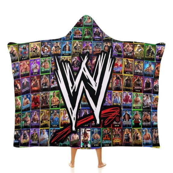 WWE Hooded Blanket Poncho, Wearable Hooded Blanket Cozy Soft Warm Plush Fleece Blanket for Adult Women Men