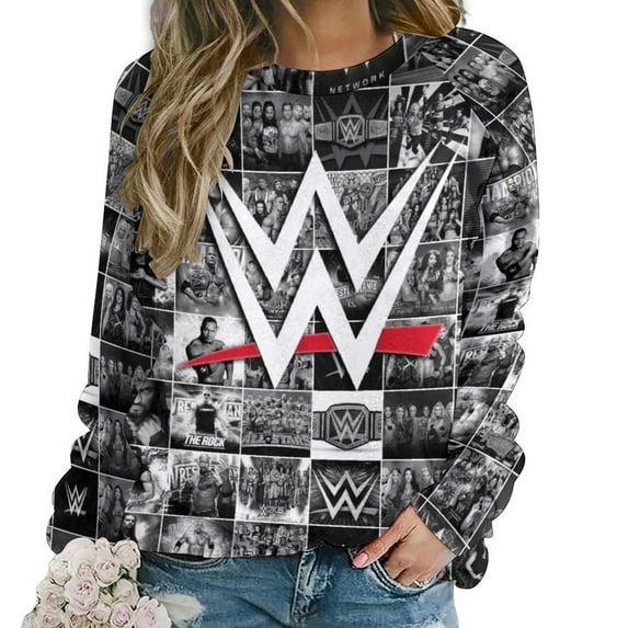 W-W-E Hoodie for Women, Casual Long Sleeve Sweatshirt, Fashion Crew Neck Pullover Tops, M-6XL