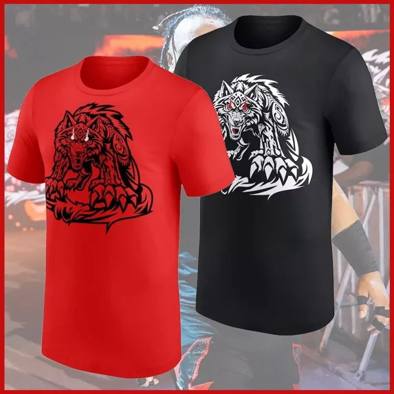 WWE Jacob Fatu Wolf Unisex T-Shirt All Size Fans Gift,Red Color,Size 3XL