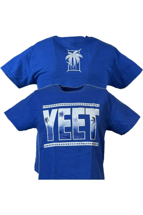 Jey Uso Short Sleeve Crew Neck Graphic Prints, Solid Print Cotton T-shirt, Blue (Men's 4XL)