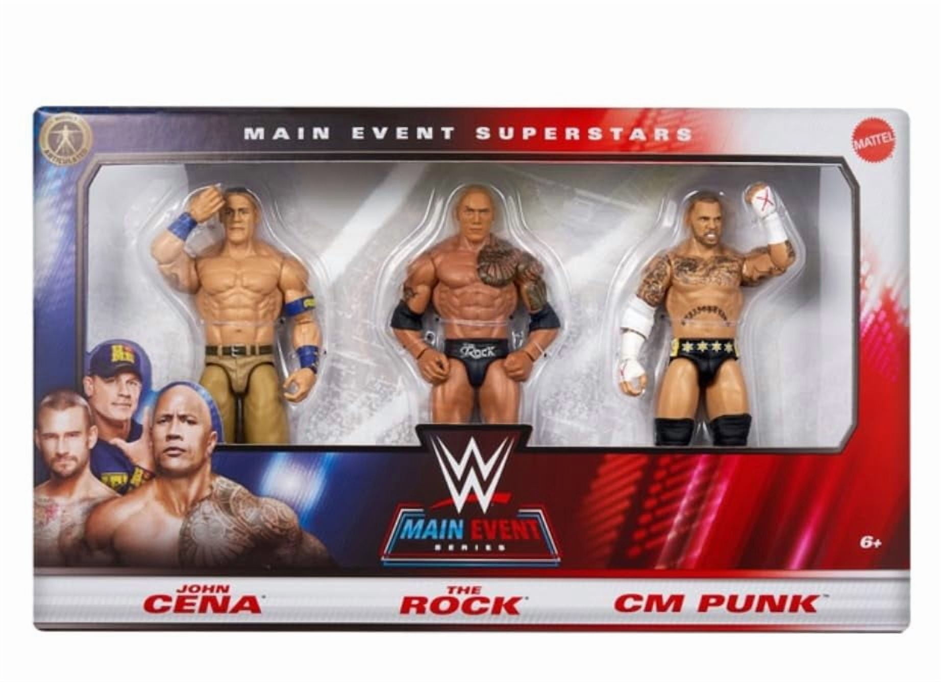 WWE John Cena, The Rock and CM Punk 3 Pack Main Event Action