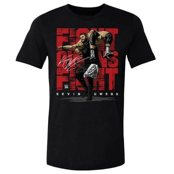 WWE Kevin Owens 'Fight Owens Fight' Graphic T-Shirt, Signed Classic Tee, For Wrestling Fans