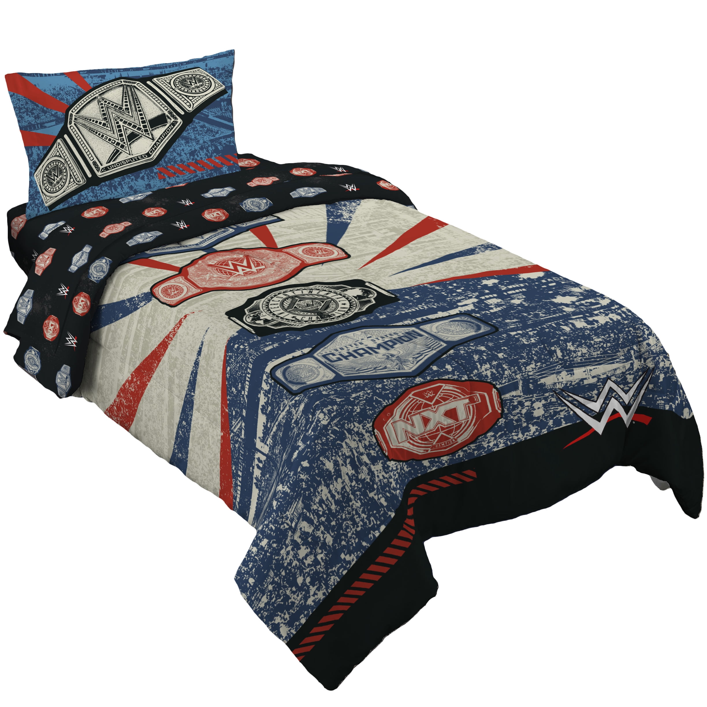 WWE Kids Twin Bed in a Bag, 4Pc Bedding Set, Comforter and Sheets