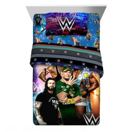 WWE Kids 4 Piece Blue Black Gray Reversible Comforter, Bed in a Bag, Twin price history and forecast - WWE 6A665C