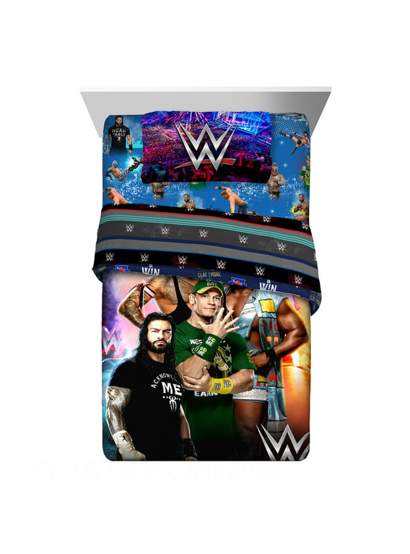 WWE Kids Twin Bed in a Bag, Comforter and Sheets, Multicolor