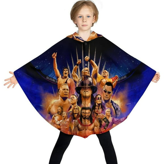 WWE Kids Wearable Blanket Flannel Poncho Warm Cozy Shawl Blanket, Plush Cape Wrap for Boys Girls