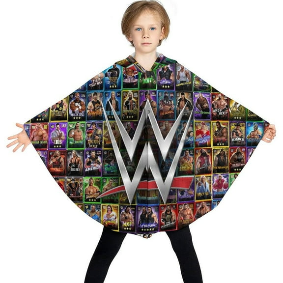 WWE Kids Wearable Blanket Flannel Poncho Warm Cozy Shawl Blanket, Plush Cape Wrap for Boys Girls