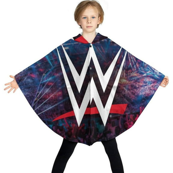 WWE Kids Wearable Blanket Flannel Poncho Warm Cozy Shawl Blanket, Plush Cape Wrap for Boys Girls