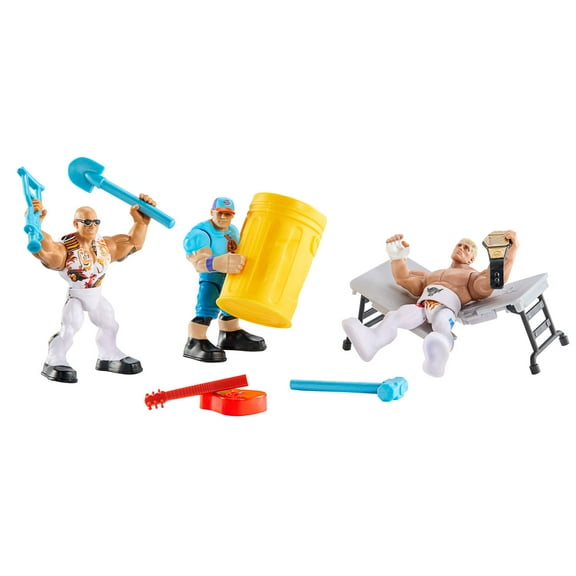 WWE Knuckle Crunchers Action Figures 3-Pack with 8 Accessories, Bone-Crunching Movement