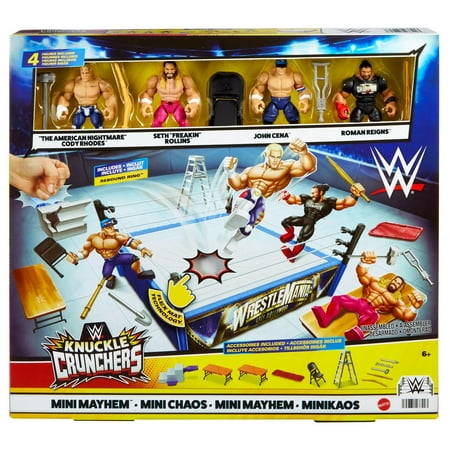 WWE Knuckle Crunchers Mini Mayhem Ring Bundle Action-Packed Wrestling Fun!