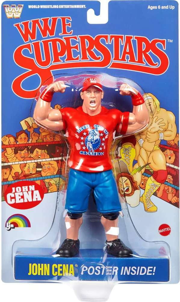 WWE LJN Superstars John Cena Action Figure, 1980s Retro 8" Collectible Toy