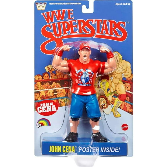 WWE LJN Superstars John Cena Action Figure, 1980s Retro 8" Collectible Toy