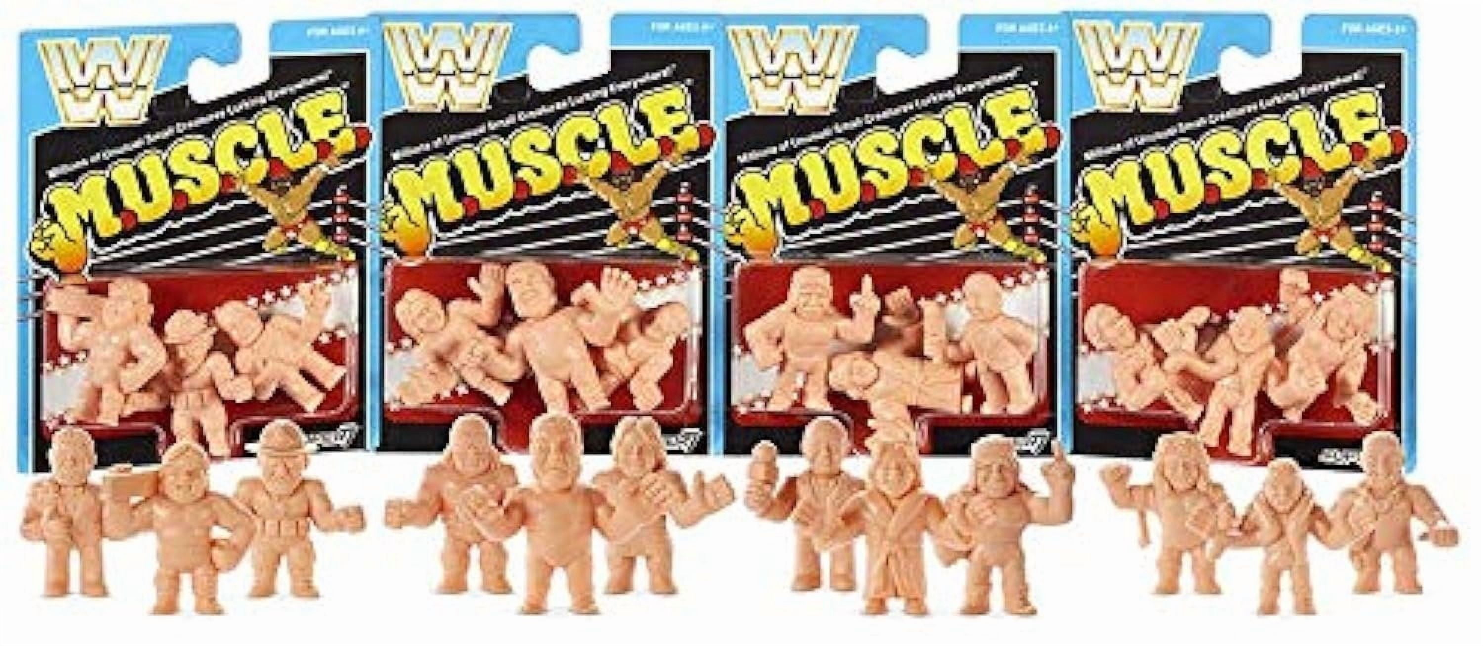 WWE M.U.S.C.L.E 12 Figure Set Andre Giant Iron Sheik Jake Snake Macho Man Junkyard Dog Mean Gene Rowdy Roddy Piper Ultimate Warrior Million Dollar Sgt Slaughter Ric Flair Hacksaw Jim Duggan Muscle Men