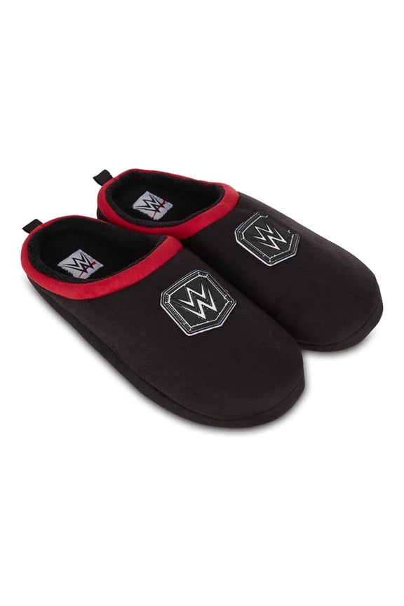 Men’s Championship Belt Slippers, World Wrestling Slip-on Clog Indoor Slippers Black - M