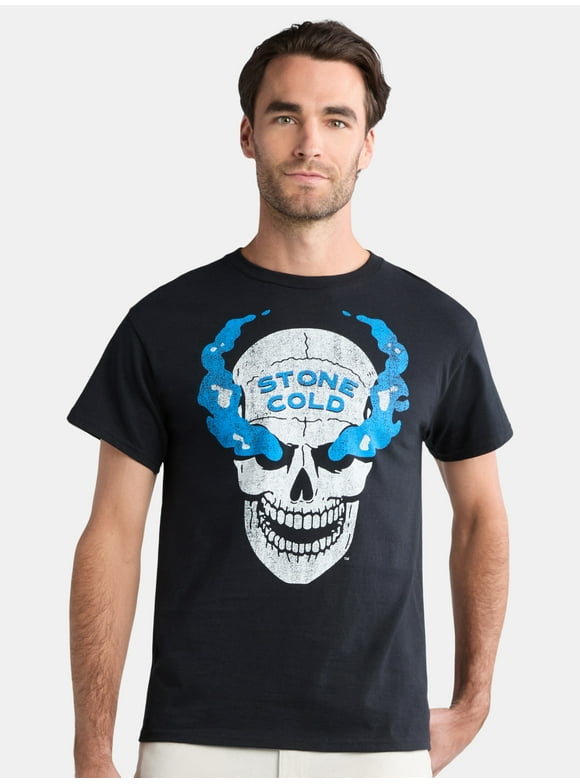Men's and Big Men's Stone Cold Blue Smoke Skull Graphic Tee, Sizes S-3XL