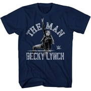 WWE Mens Becky Lynch Shirt, The Man Becky Lynch Wrestling T-Shirt Navy - L