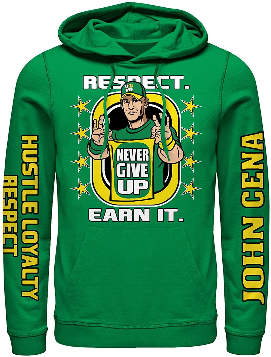 WWE Mens John Cena Hoodie, Never Give Up Wrestling Costume