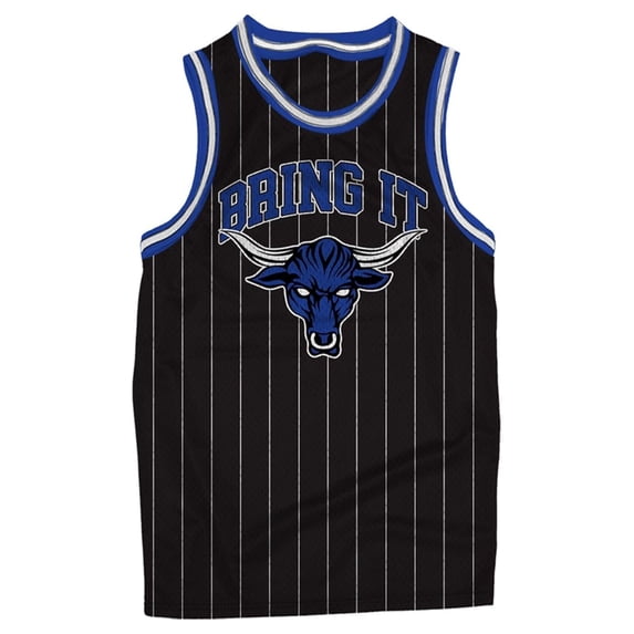 WWE Mens Tank Top Basketball Jersey, Classic The Rock Bull Jersey Black - 2XL