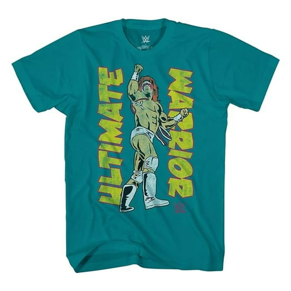 WWE Mens Ultimate Warrior Shirt, Graphic Champion Wrestling T-Shirt Jade – L