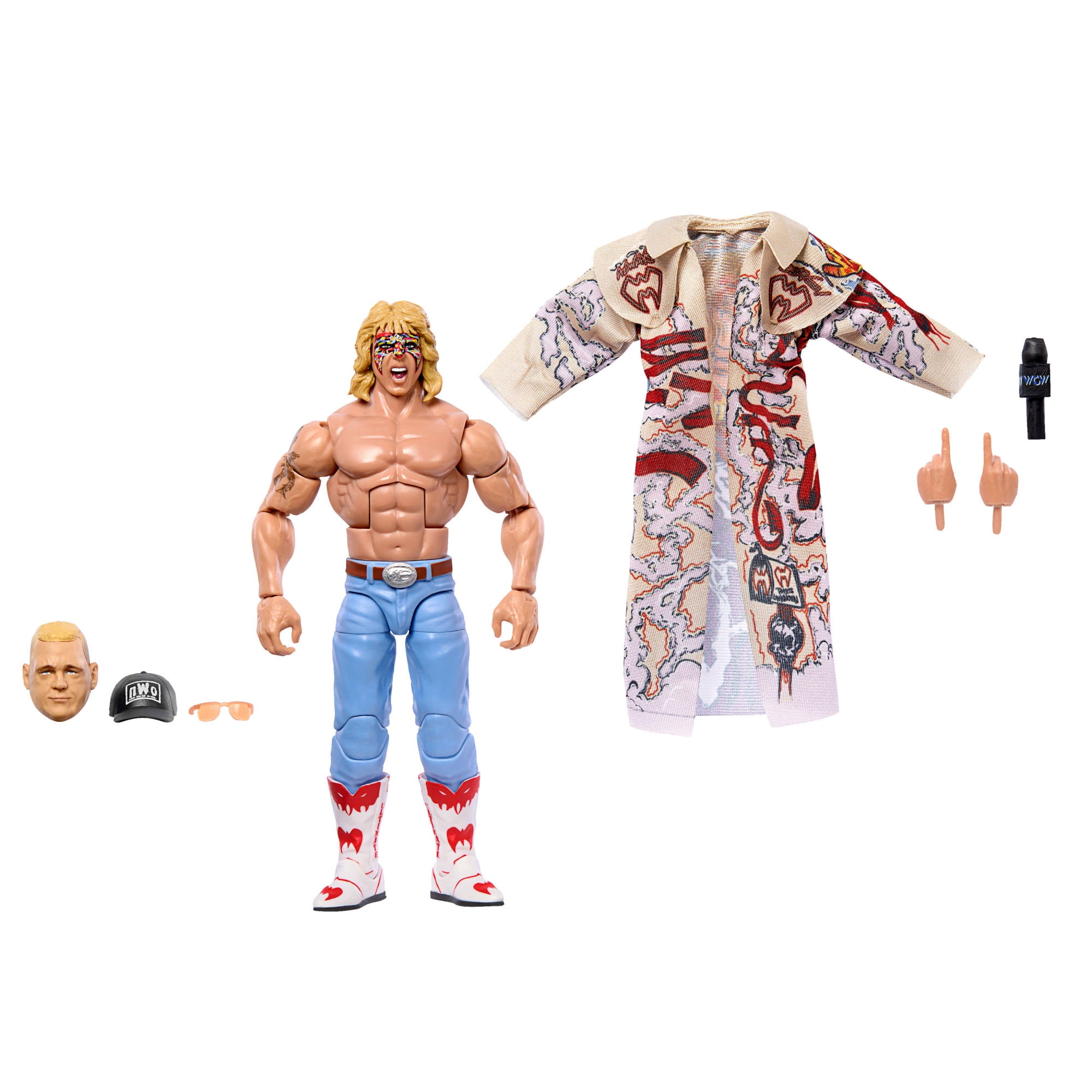 WWE Monday Night War Elite Collection Ultimate Warrior Action Figure with Accessories, Build-a-Figure Parts