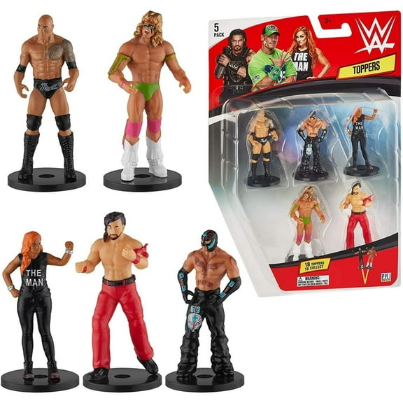 WWE Pencil Toppers 5pk Nakamura Mysterio Rock Becky Lynch Ultimate Warrior Warrior PMI International