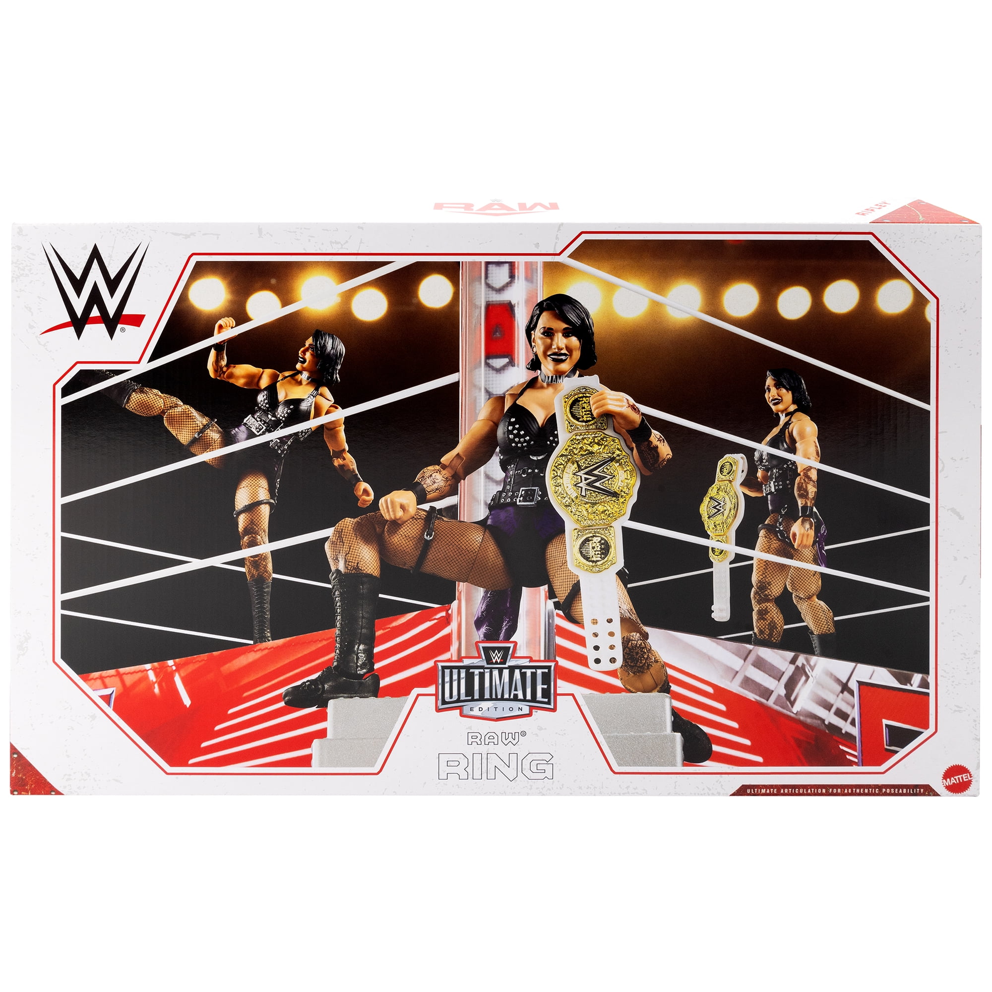 WWE Raw Real Scale Wrestling Ring Playset w/ Rhea Ripley Ultimate ...