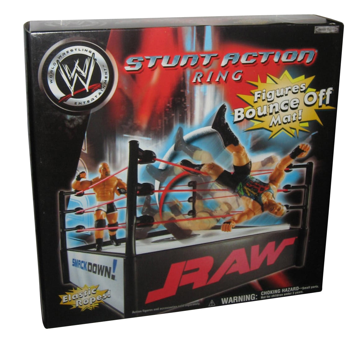 WWE Raw Smackdown Stunt Action Ring Toy Set w/ Bounce Off