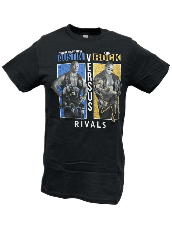 Rivals Stone Cold Steve Austin vs The Rock Mens Black T-shirt