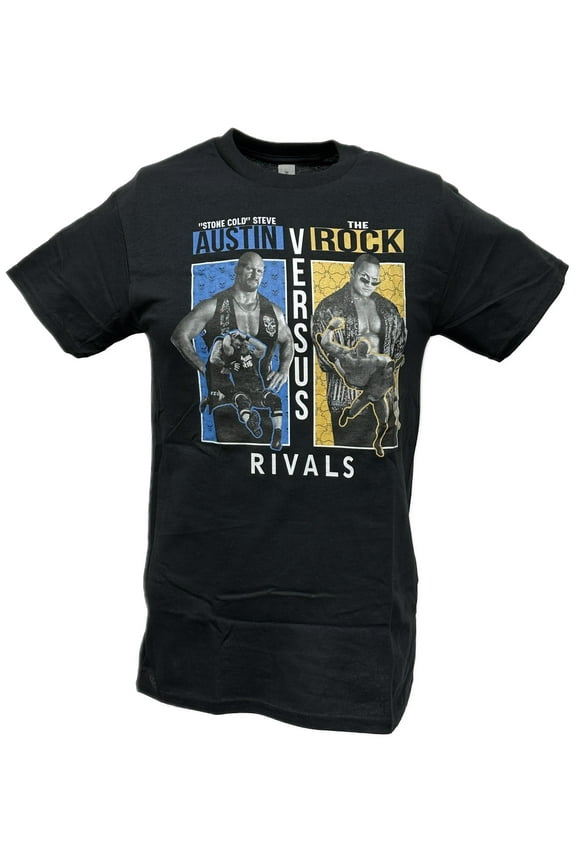 Rivals Stone Cold Steve Austin vs The Rock Mens Black T-shirt