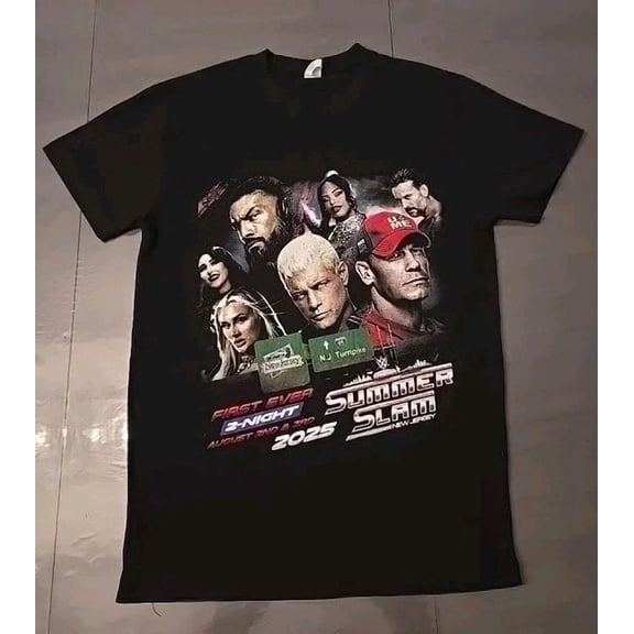 WWE Summerslam 2025 Shirt WWF,Black Color,Size 2XL