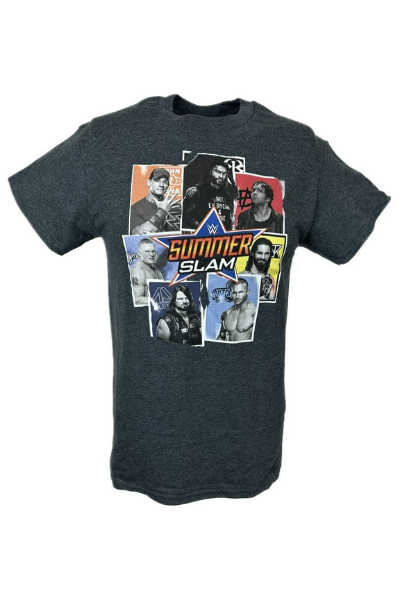 WWE Summerslam Logo Cena Reigns Rollins Mens Grey T-shirt M