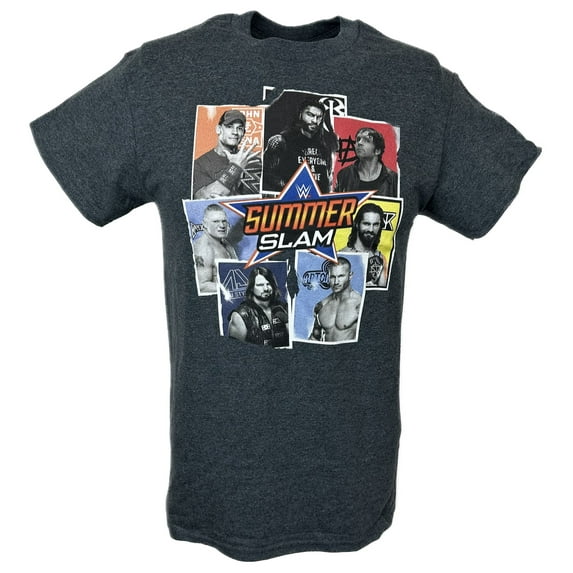 WWE Summerslam Logo Cena Reigns Rollins Mens Grey T-shirt XL