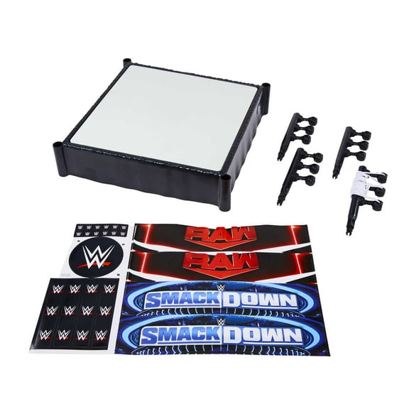 WWE Superstar Ring Action Figure Playset with Spring-Loaded Mat & 4 Event Apron Stickers
