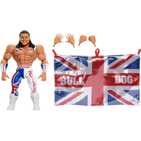 WWE Superstars The British Bulldog Action Figure & Accessories Set, 6-inch Retro Collectible