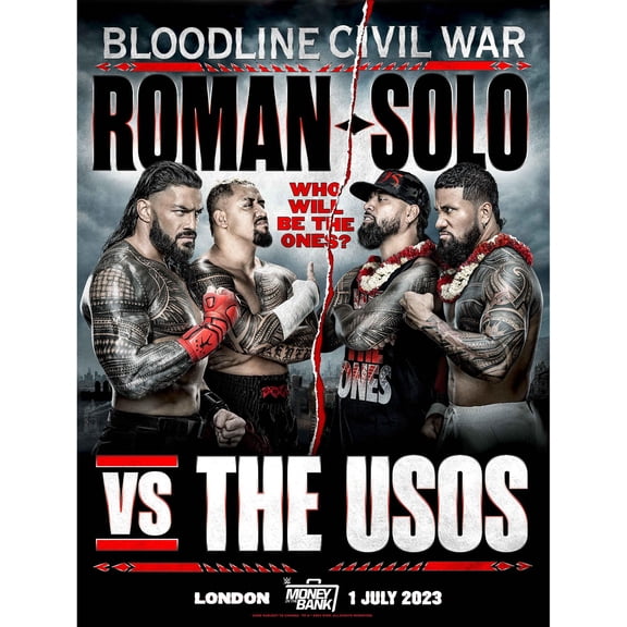 WWE The Bloodline Civil War 2023 Money in the Bank 18" x 24" Photograph