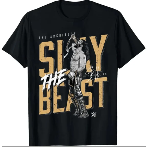 WWE The Slay The Beast Rollins 2025 Black T-shirt