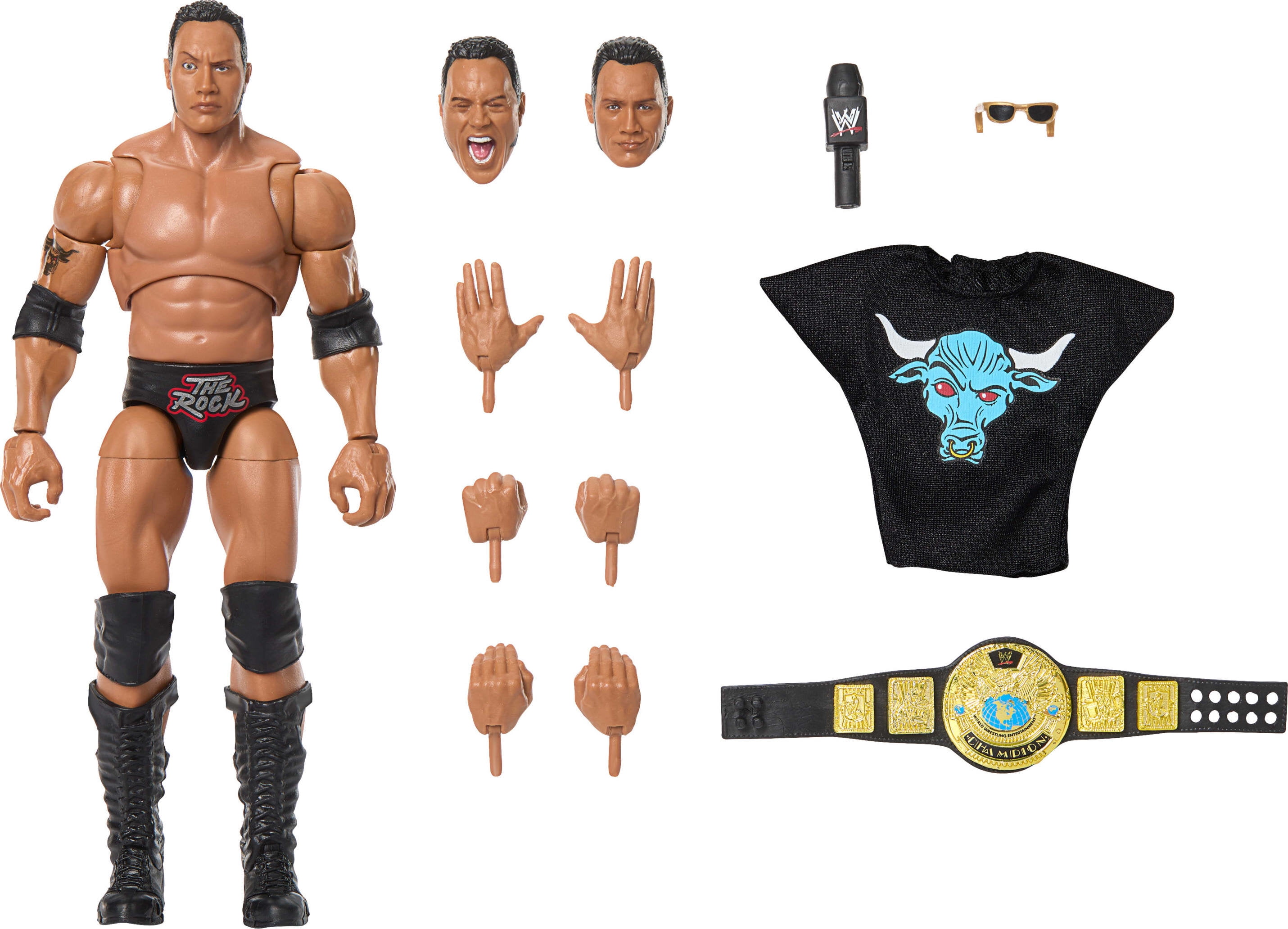 WWE Ultimate Edition The Rock Action Figure & Accessories Set, 6-inch Collectible, 30 Articulation Points WWE Ultimate Edition The Rock Action Figure & Accessories Set, 6-inch Collectible, 30 Articulation Points