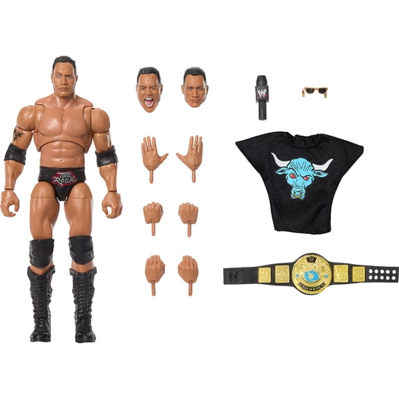 WWE Ultimate Edition The Rock Action Figure & Accessories Set, 6-inch Collectible, 30 Articulation Points