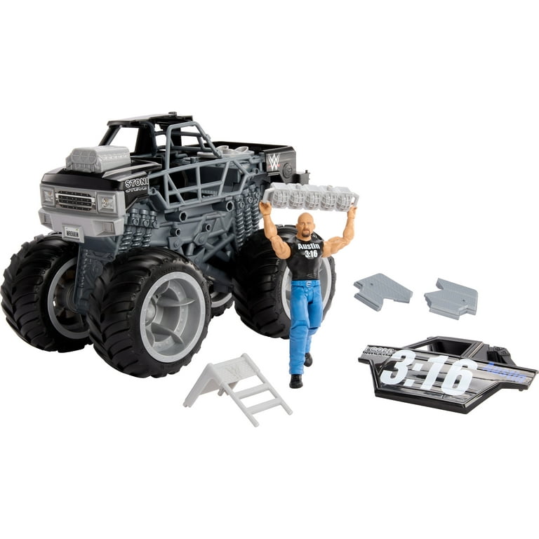 WWE Vehicle Wrekkin Stone Cold Crusher Monster Truck with Stone