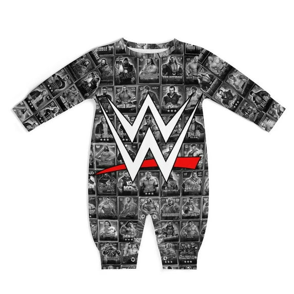 WWE WWE Baby Footless Rompers, Long Sleeve Baby Onesie Jumpsuit for Boys Girls
