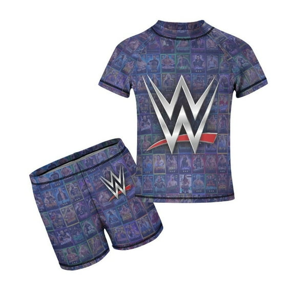 WWE WWE Boys Rash Guard Set 2 Piece Swimsuits Short Sleeve Bathing Suits with Trunks