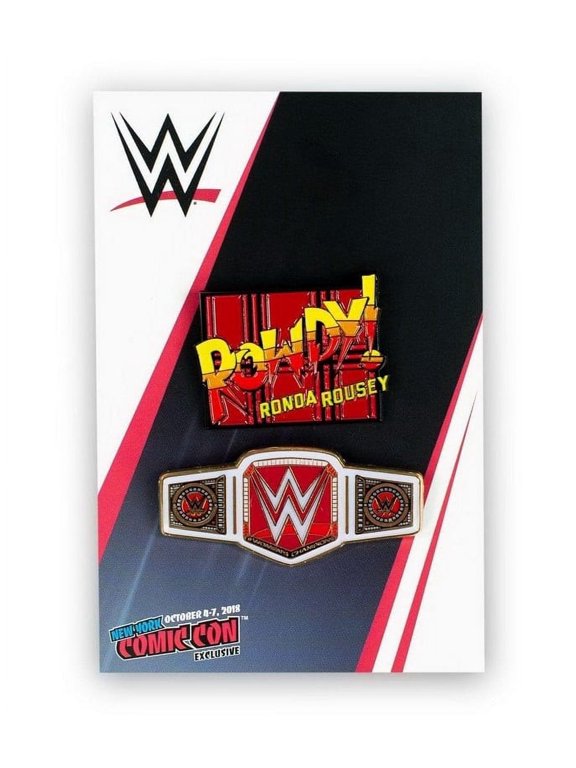 WWE Rowdy Ronda Rousey Collector Pin Set | Exclusive Women's Champion Belt Pin