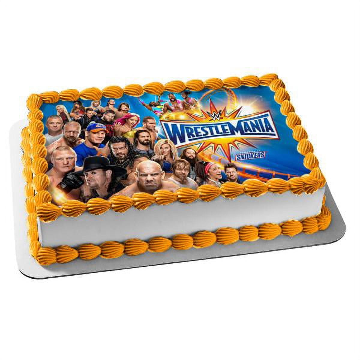 WWE World Wrestling Entertainment Wrestle Mania Birthday Edible Image Cake Topper For Quarter Sheet Cake By TNCT