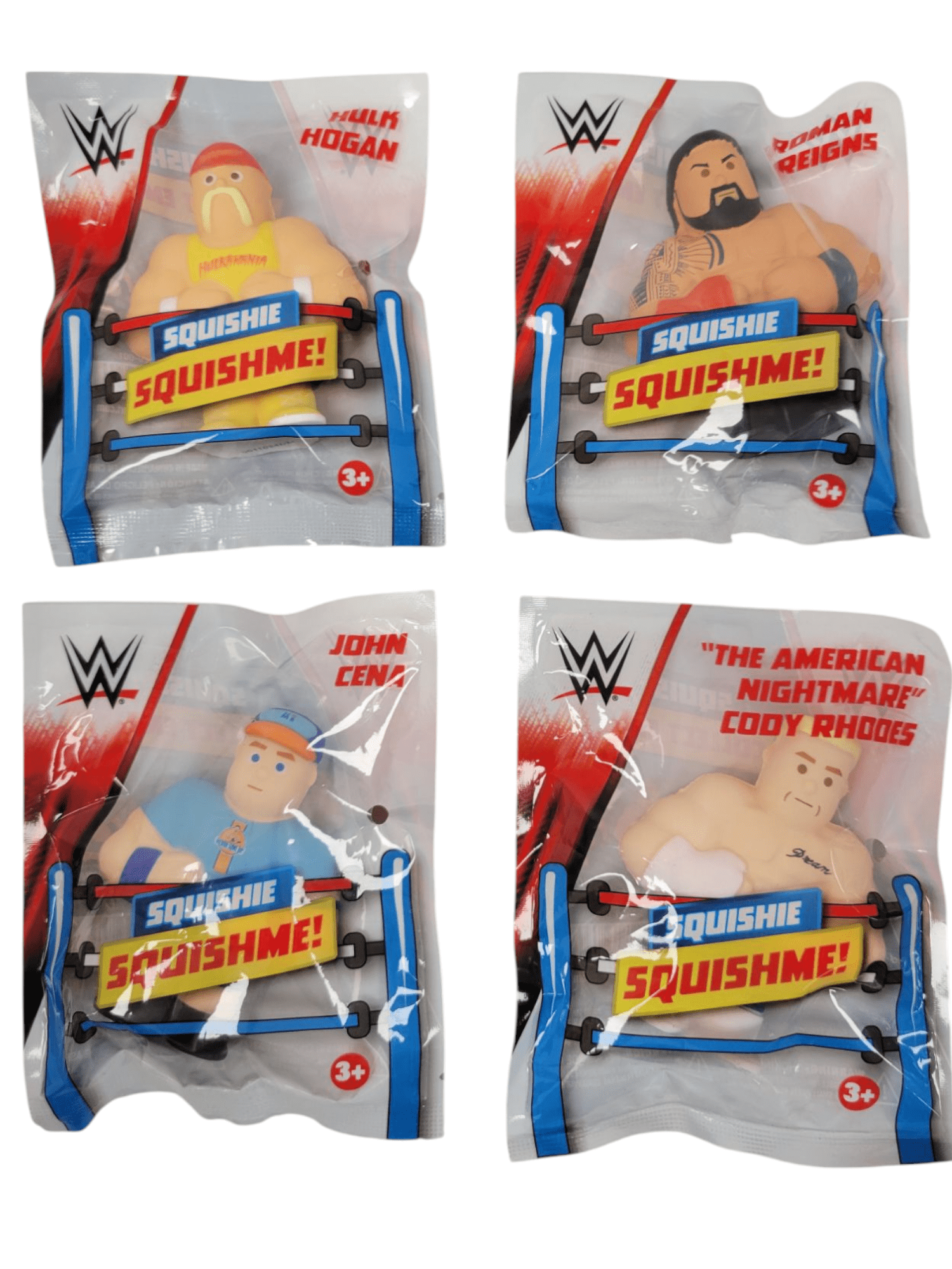 WWE Wresting Squshie Action Figure 4 Pack: Cody Rhodes, Roman Reigns, Hulk Hogan, and John Cena